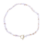 Bohemia Blue Aquamarine Chips Beaded Necklace18 Purple agate