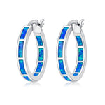 Simple Fire Opal Silver Hoop EarringsEarringsOH2666