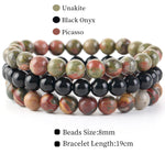 8mm 3Pcs/Set Natural Seven Chakra Stone Beads BraceletSet No.28mm