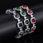 8*8mm Zircon Sapphire Stone 925 Sterling Silver BraceletBracelet