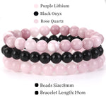 8mm 3Pcs/Set Natural Seven Chakra Stone Beads Bracelet