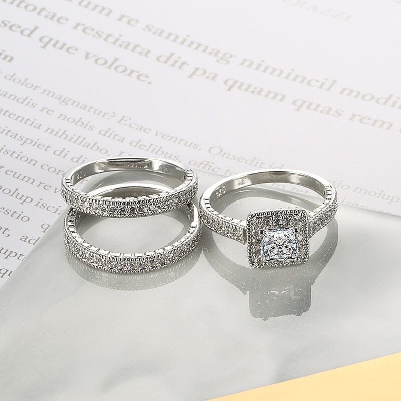 3pcs White Gold Diamond RingsRing6