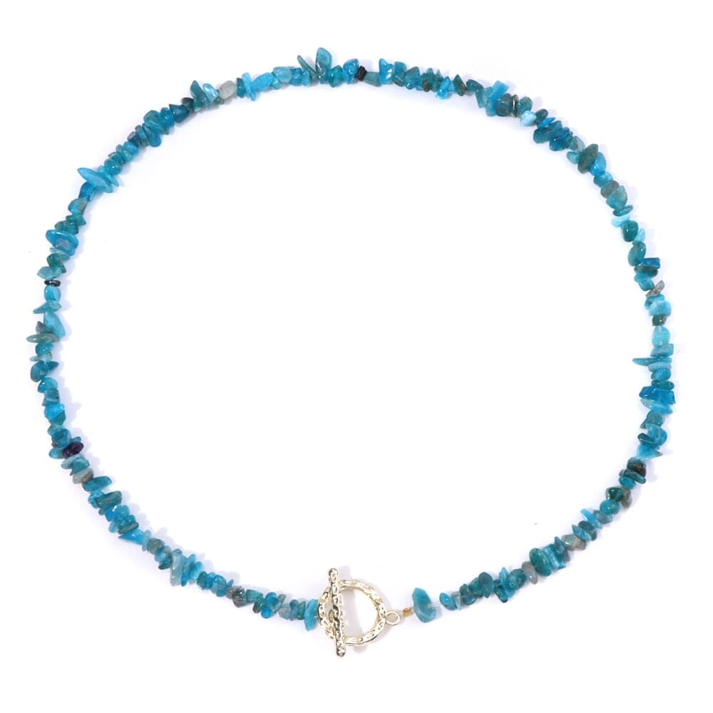 Bohemia Blue Aquamarine Chips Beaded Necklace31 Apatite