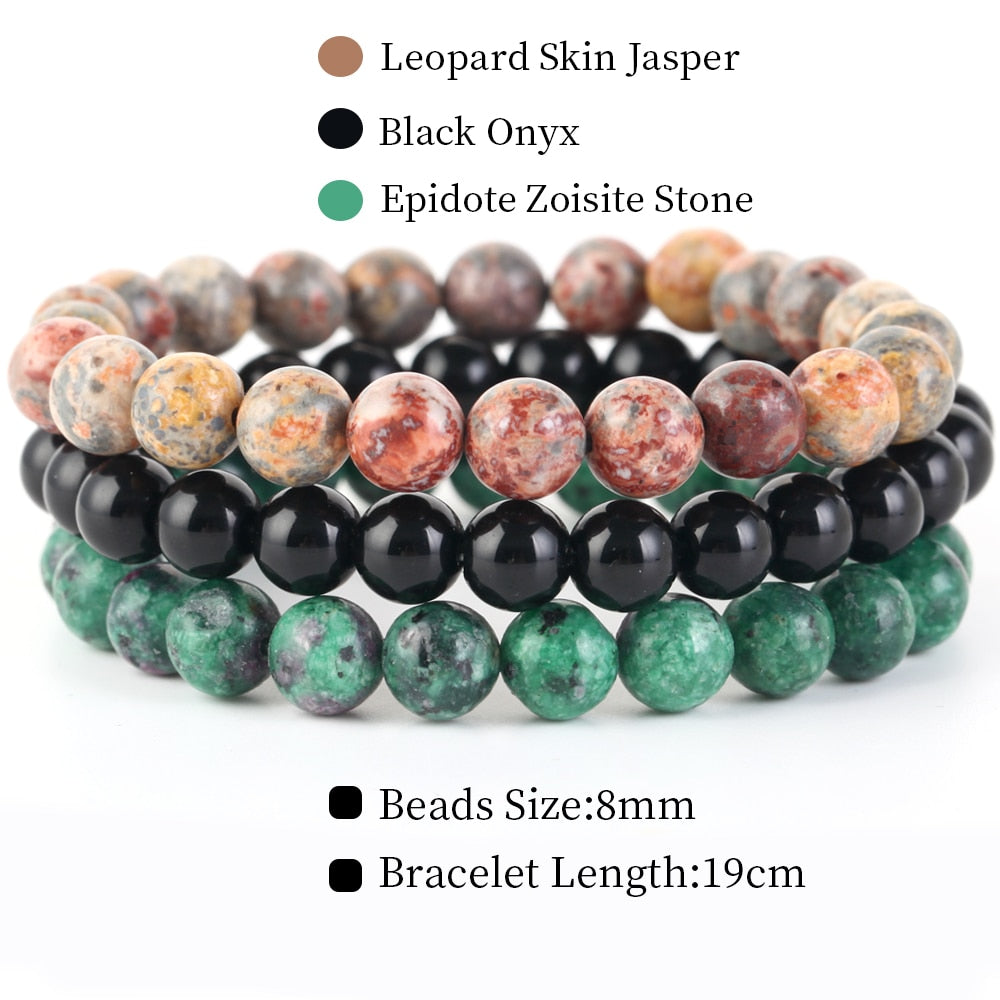 8mm 3Pcs/Set Natural Seven Chakra Stone Beads BraceletSet No.168mm