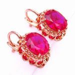 Rose Gold Inlaid Ruby Flower EarringsEarrings
