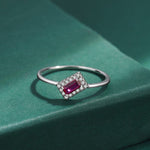 Ruby Pink Baguette Silver RingRing