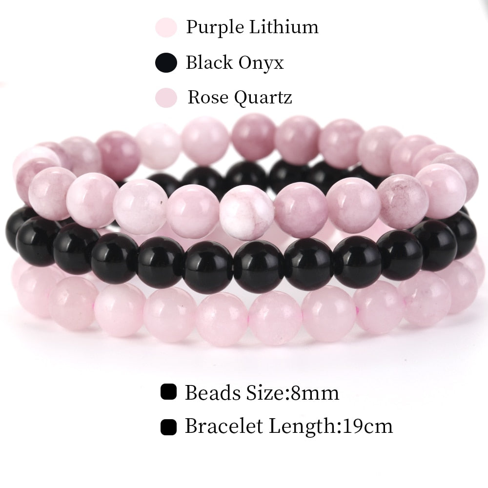 8mm 3Pcs/Set Natural Seven Chakra Stone Beads BraceletSet No.348mm