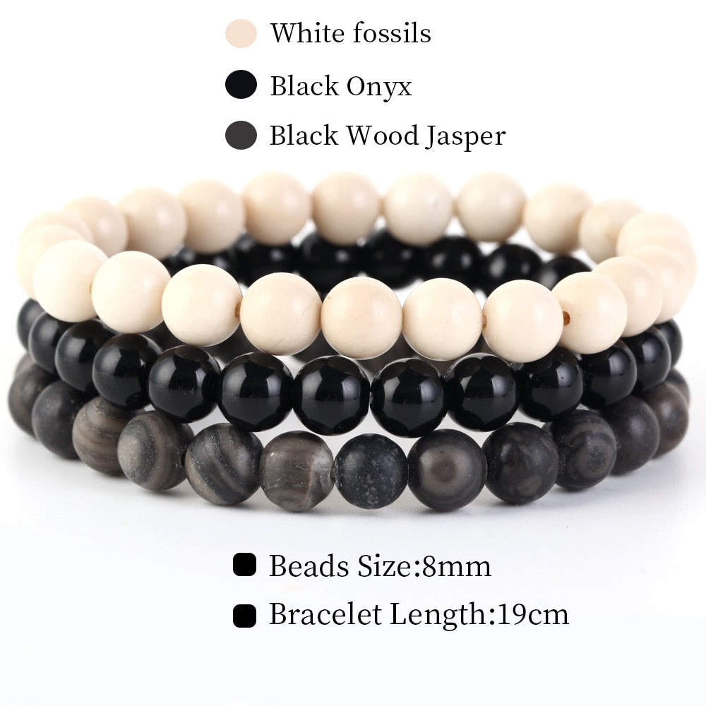 8mm 3Pcs/Set Natural Seven Chakra Stone Beads BraceletSet No.108mm
