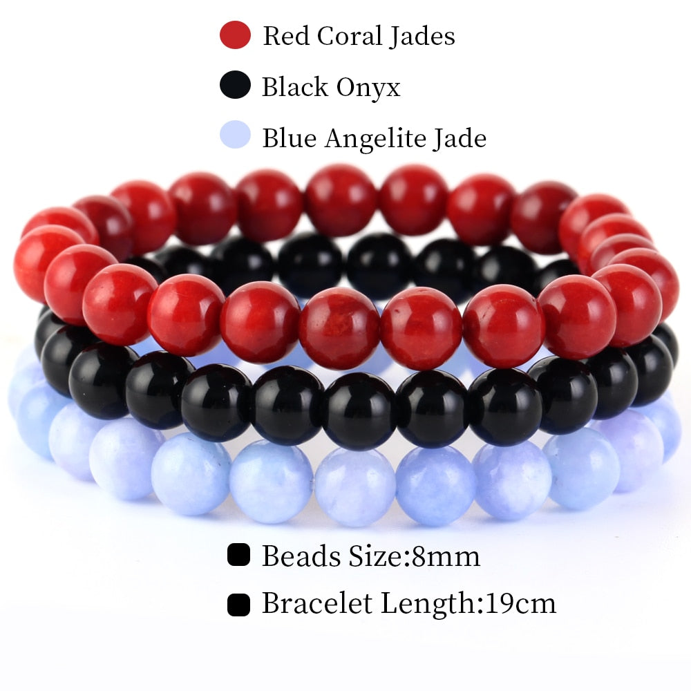 8mm 3Pcs/Set Natural Seven Chakra Stone Beads BraceletSet No.148mm