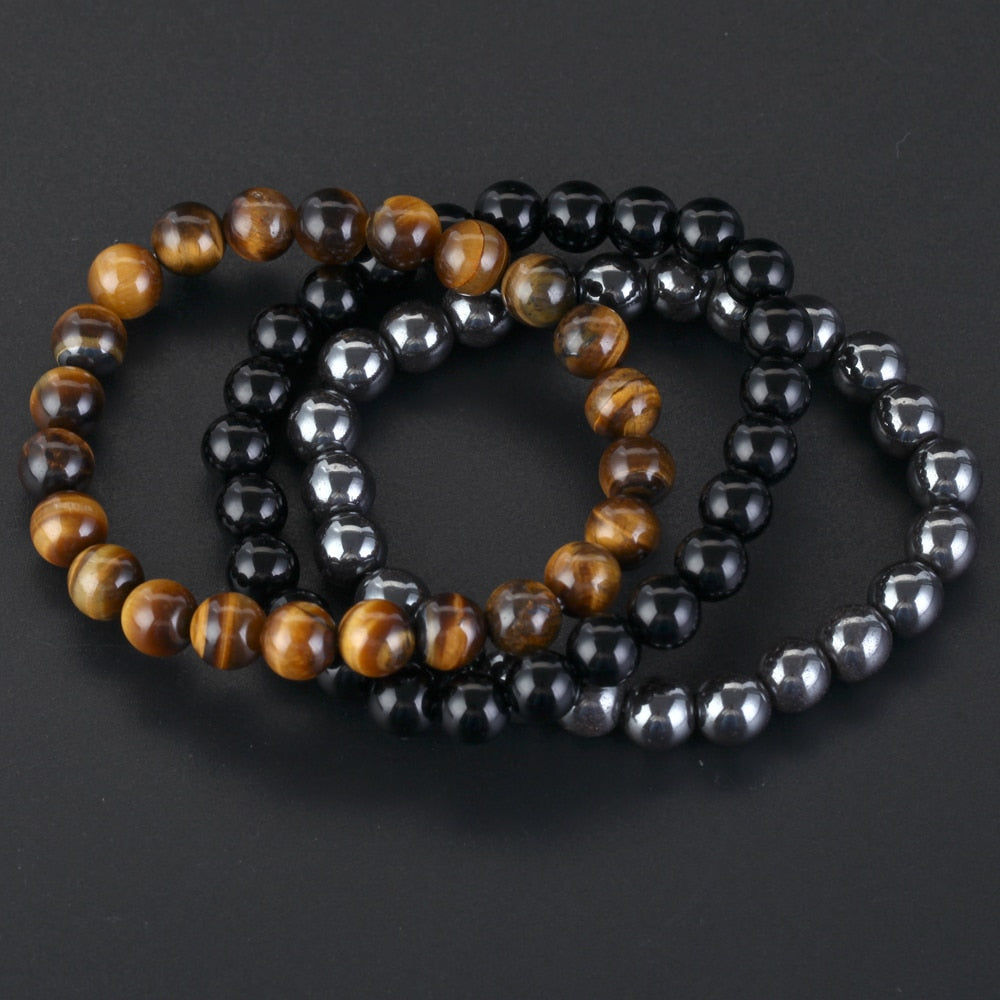 8mm 3Pcs/Set Natural Seven Chakra Stone Beads Bracelet