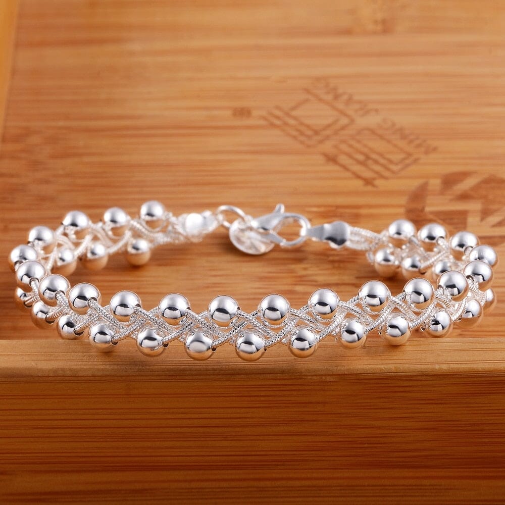Fine Braided Beads Silver Chain BraceletBracelet