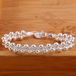Fine Braided Beads Silver Chain BraceletBracelet