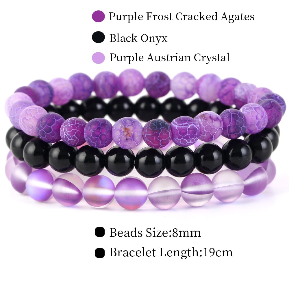 8mm 3Pcs/Set Natural Seven Chakra Stone Beads BraceletSet No.218mm