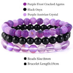 8mm 3Pcs/Set Natural Seven Chakra Stone Beads BraceletSet No.218mm