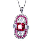 12 *12 Geometric Square Round Ruby Pendant NecklaceNecklace