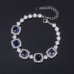 8*8mm Zircon Sapphire Stone 925 Sterling Silver BraceletBracelet