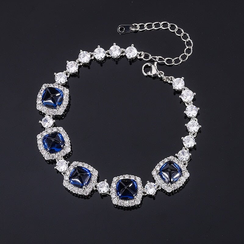 8*8mm Zircon Sapphire Stone 925 Sterling Silver BraceletBracelet