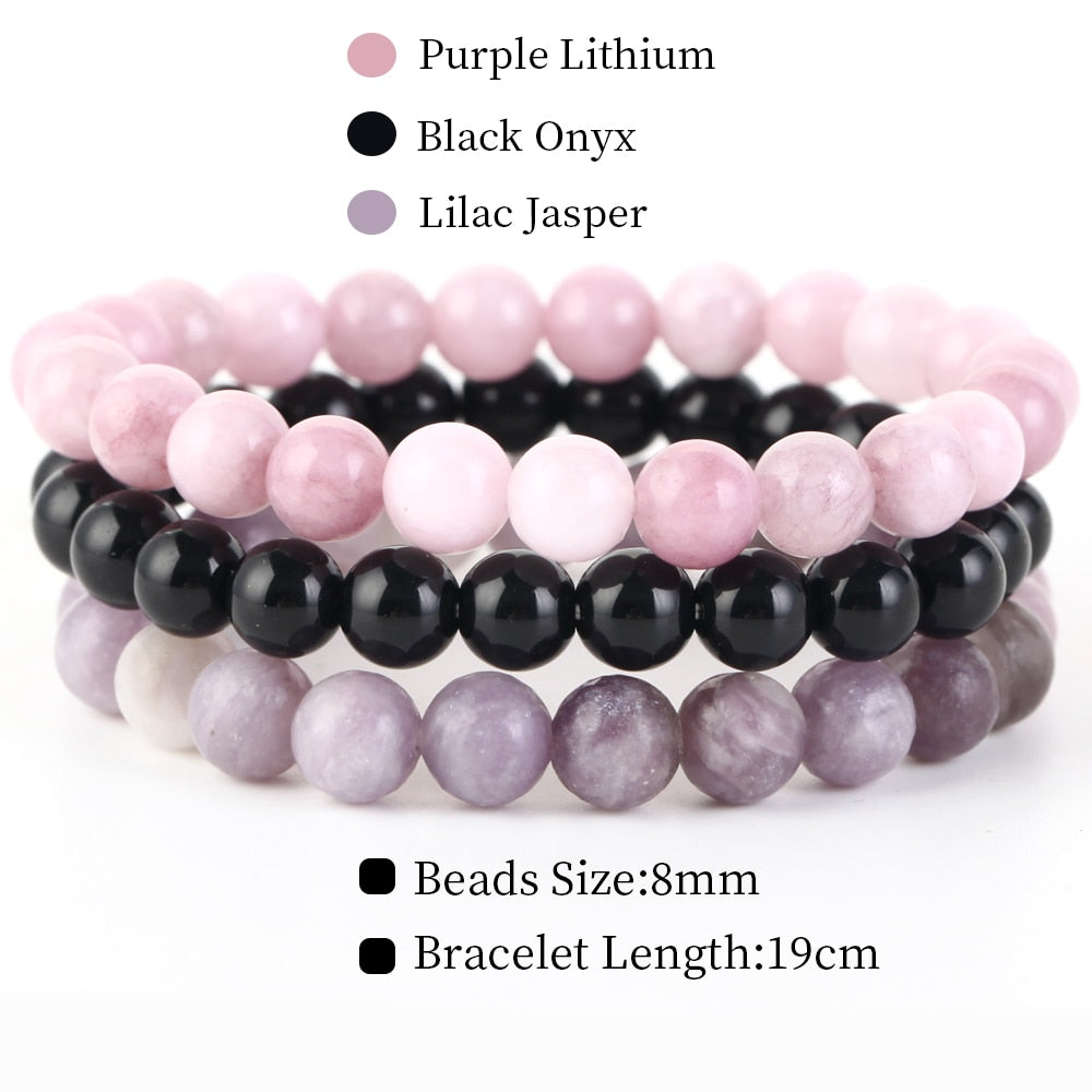 8mm 3Pcs/Set Natural Seven Chakra Stone Beads BraceletSet No.138mm