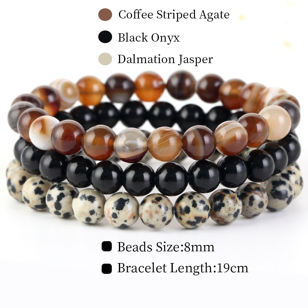 8mm 3Pcs/Set Natural Seven Chakra Stone Beads BraceletSet No.118mm