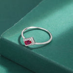 Ruby Pink Baguette Silver RingRing