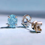 6*8mm Oval Cut Aquamarine Ear Stud Earrings