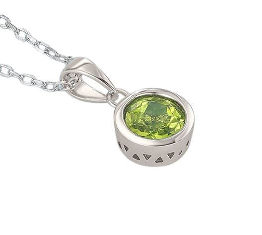 Natural Peridot Bezel Setting Pendant NecklaceNecklace