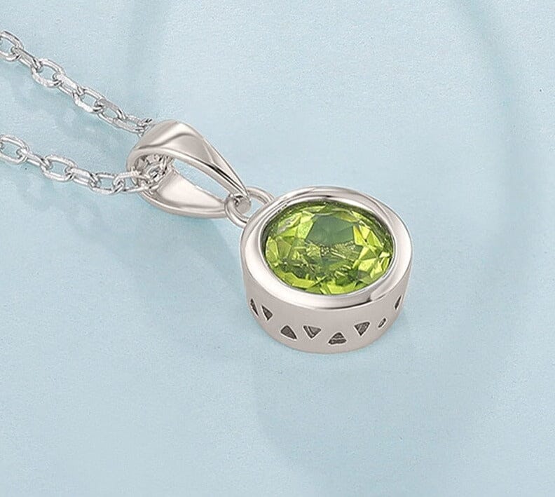 Natural Peridot Bezel Setting Pendant NecklaceNecklace