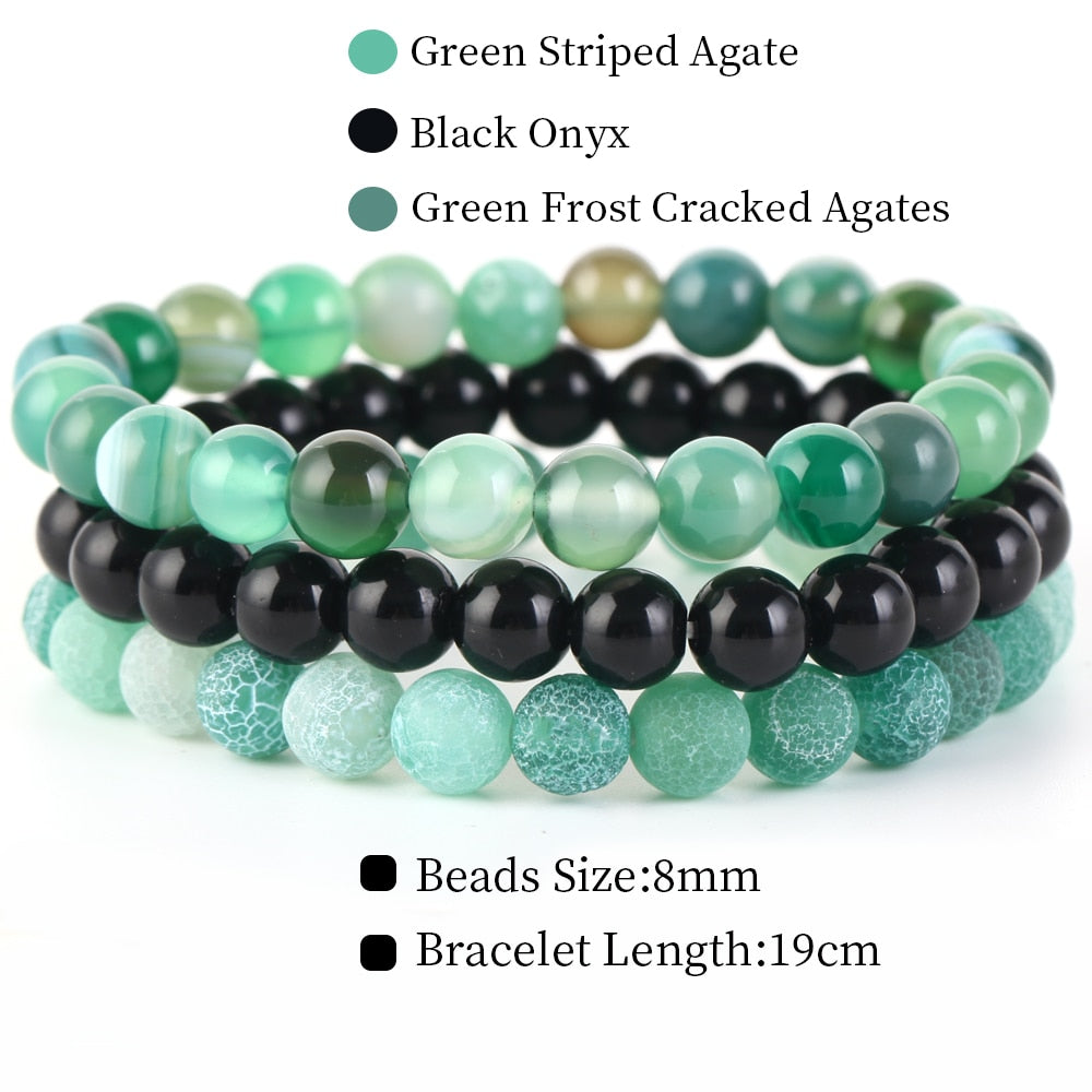 8mm 3Pcs/Set Natural Seven Chakra Stone Beads BraceletSet No.58mm