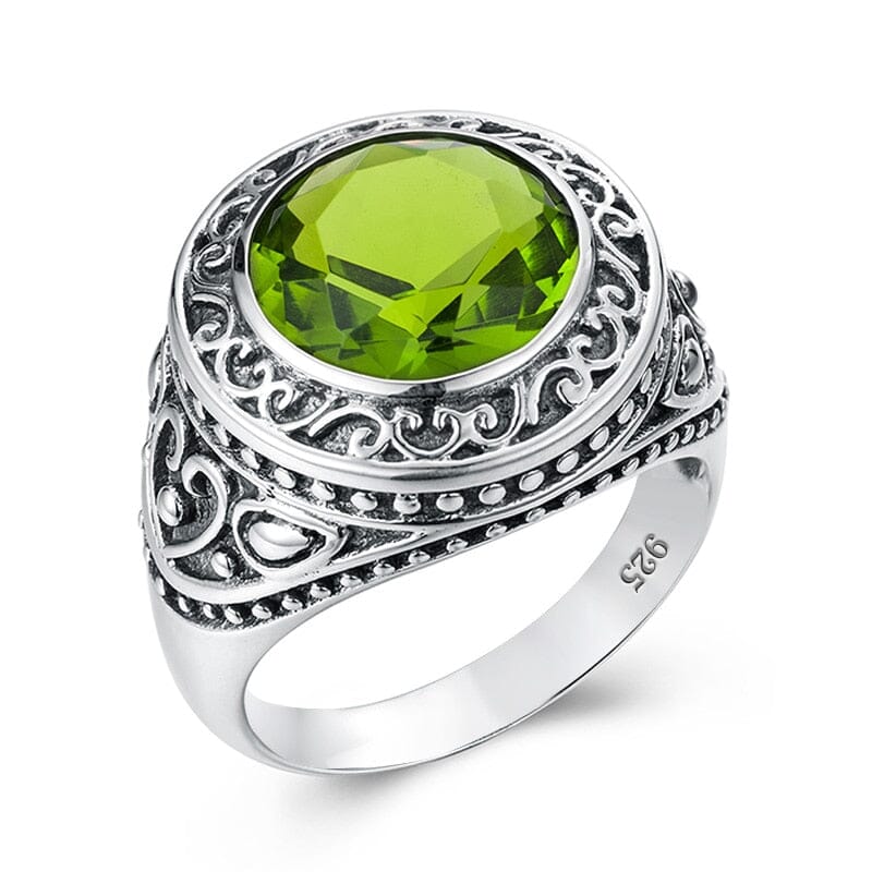 Gothic Design Peridot 925 Sterling Silver Ring05