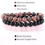 8mm 3Pcs/Set Natural Seven Chakra Stone Beads BraceletSet No.308mm