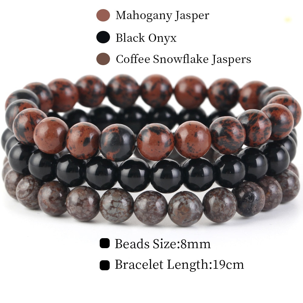 8mm 3Pcs/Set Natural Seven Chakra Stone Beads BraceletSet No.128mm