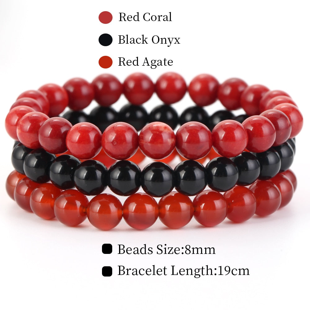 8mm 3Pcs/Set Natural Seven Chakra Stone Beads BraceletSet No.328mm