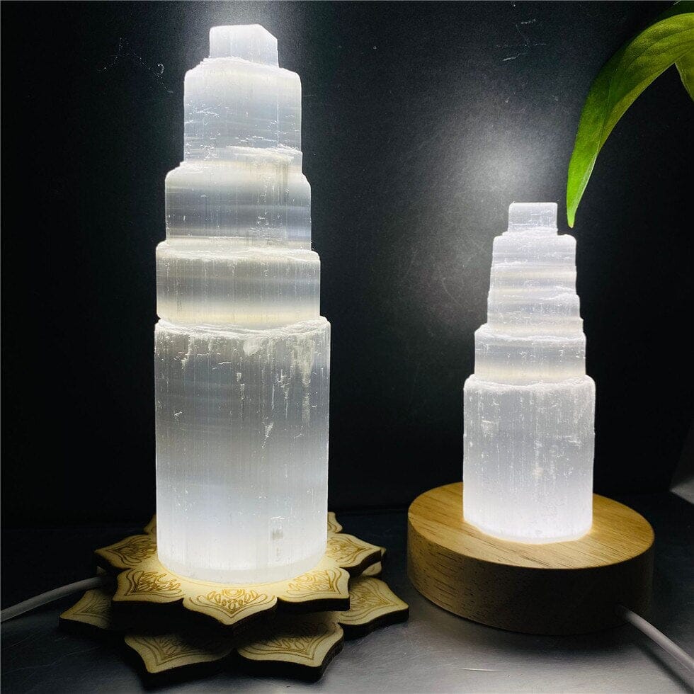 6-20cm Natural Selenite Lamp White Crystal Home Decor Collection