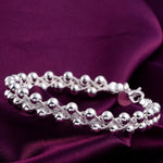 Fine Braided Beads Silver Chain BraceletBracelet