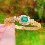 Twisted Design Paraiba Emerald 14K Gold Cuff BraceletBracelet