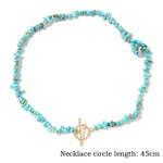Bohemia Blue Aquamarine Chips Beaded Necklace9 Blue howlite