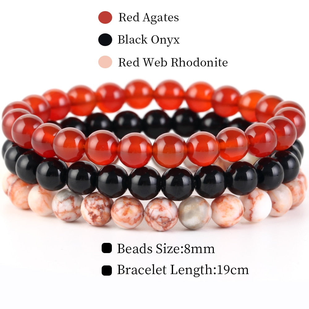 8mm 3Pcs/Set Natural Seven Chakra Stone Beads BraceletSet No.278mm
