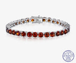 Round 5MM Ruby and Diamond Tennis 925 Sterling Silver BraceletBracelet