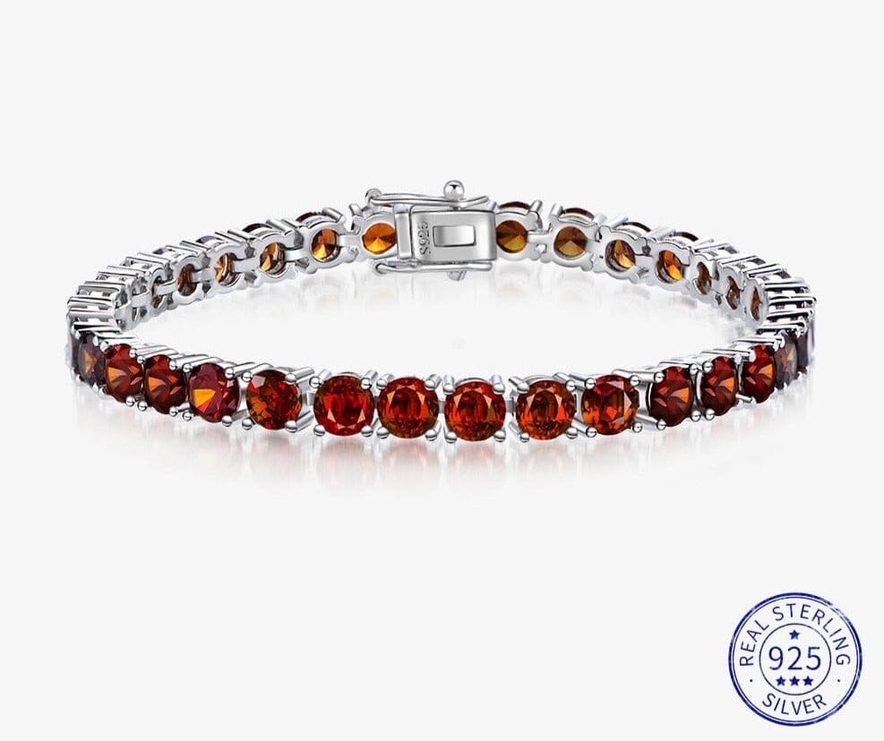 Round 5MM Ruby and Diamond Tennis 925 Sterling Silver BraceletBracelet