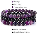 8mm 3Pcs/Set Natural Seven Chakra Stone Beads BraceletSet No.38mm
