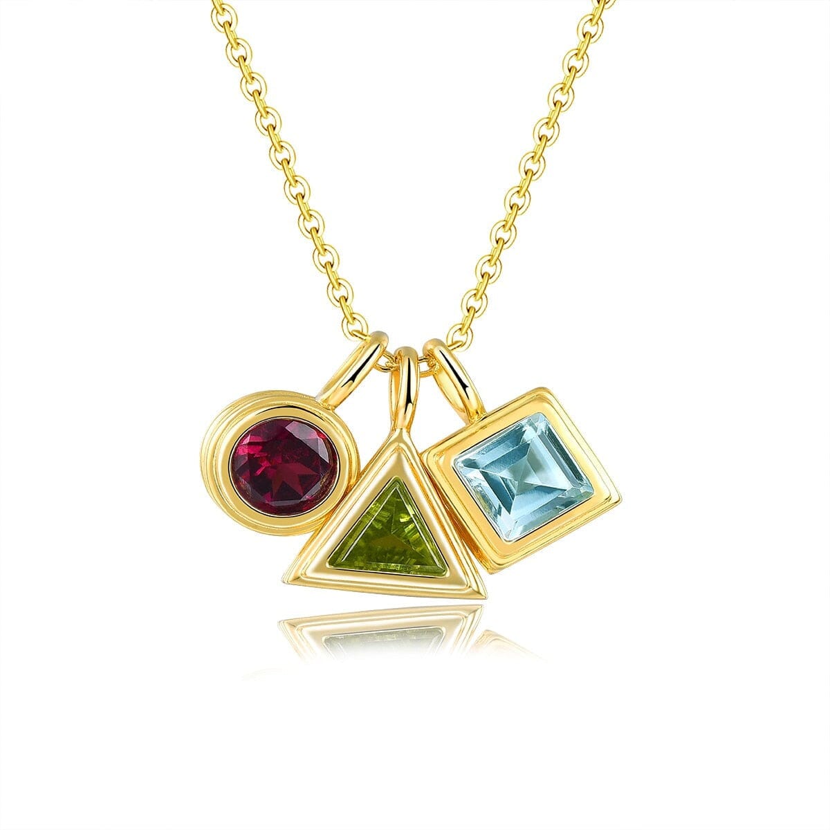 Topaz Peridot Garnet Yellow Gold Plated Pendants NecklaceNecklace