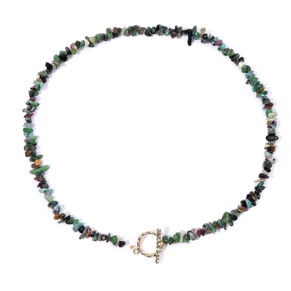 Bohemia Blue Aquamarine Chips Beaded Necklace25 Zoisite