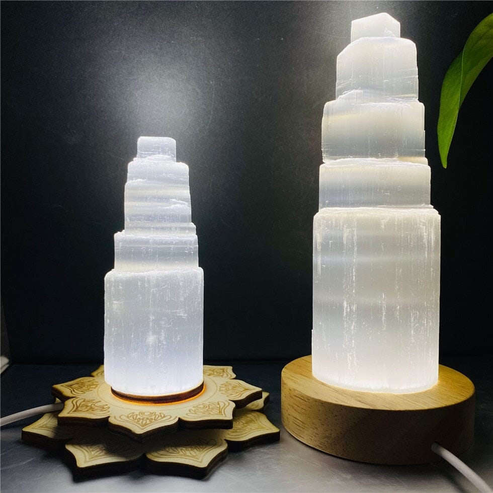 6-20cm Natural Selenite Lamp White Crystal Home Decor Collection