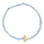 Bohemia Blue Aquamarine Chips Beaded Necklace1 Aquamarine