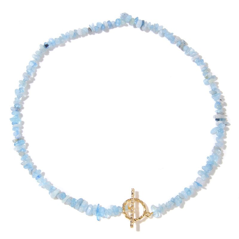 Bohemia Blue Aquamarine Chips Beaded Necklace1 Aquamarine