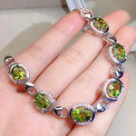 6mm*8mm 6ct Natural Peridot 925 Sterling Silver BraceletBracelet
