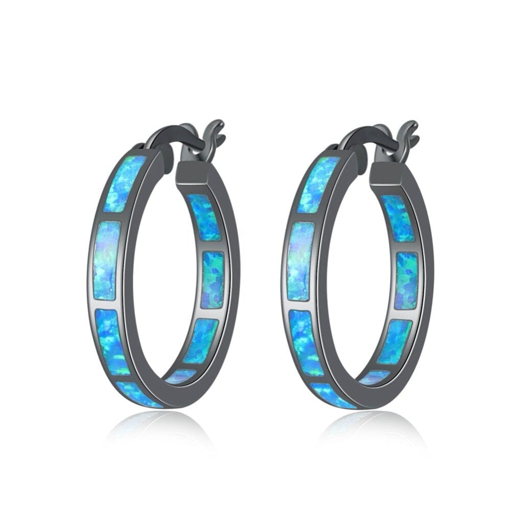 Simple Fire Opal Silver Hoop EarringsEarringsOH3726