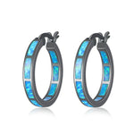 Simple Fire Opal Silver Hoop EarringsEarringsOH3726
