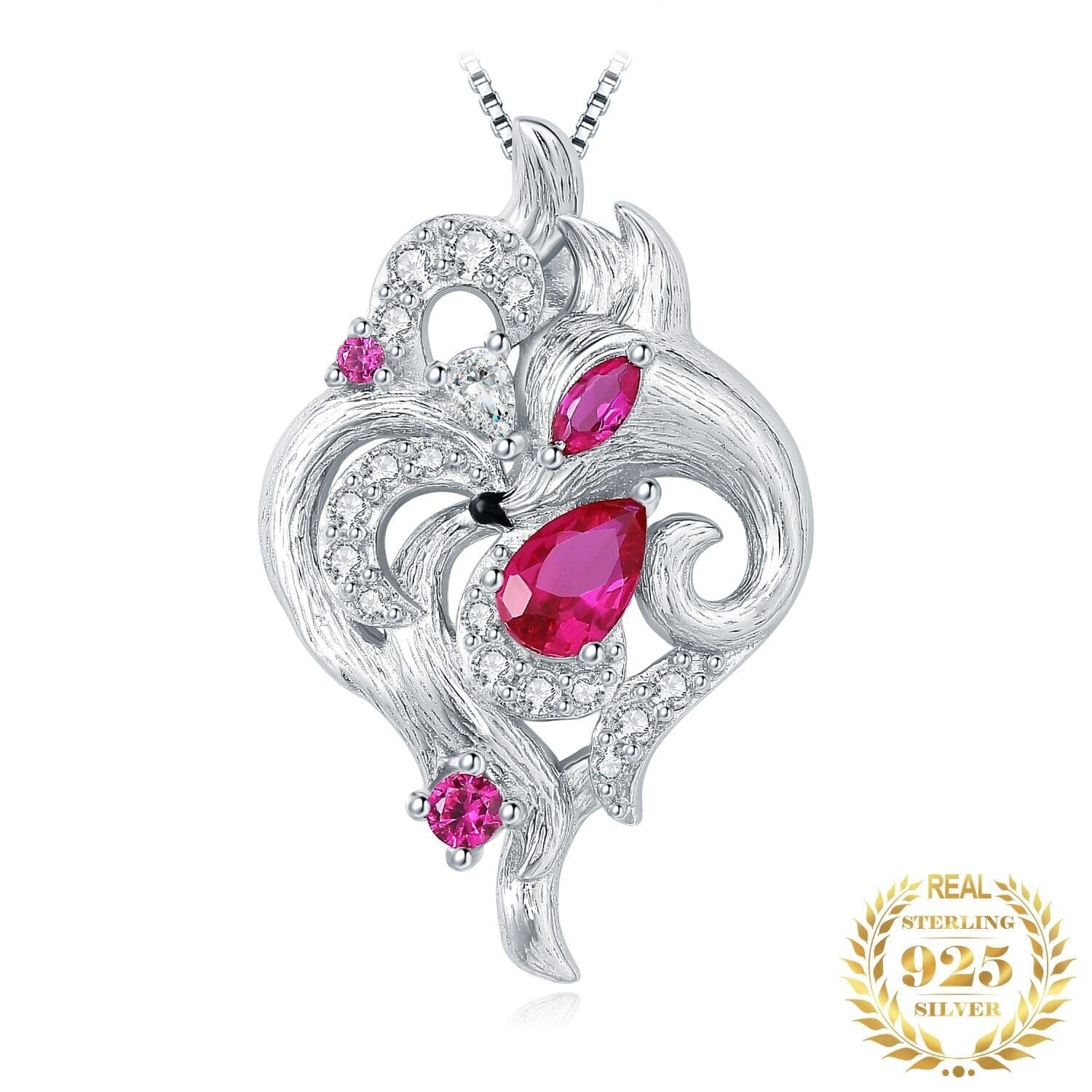Nine-Tailed Fox Pear Marquise Cut Ruby 925 Sterling Silver Pendant (No Chain)Pendant