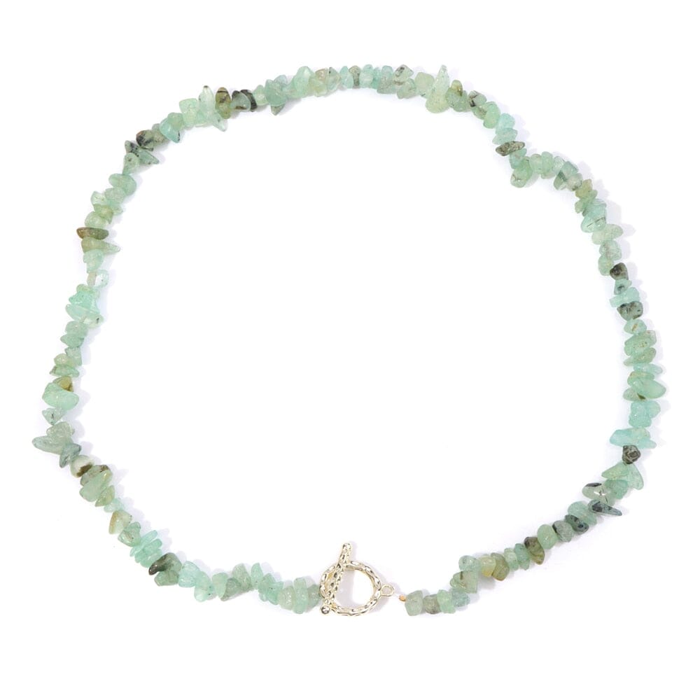 Bohemia Blue Aquamarine Chips Beaded Necklace26 Prehnite